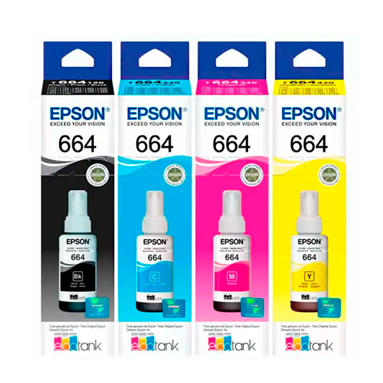 Botellas de tinta Epson 664 negro cian magenta amarillo