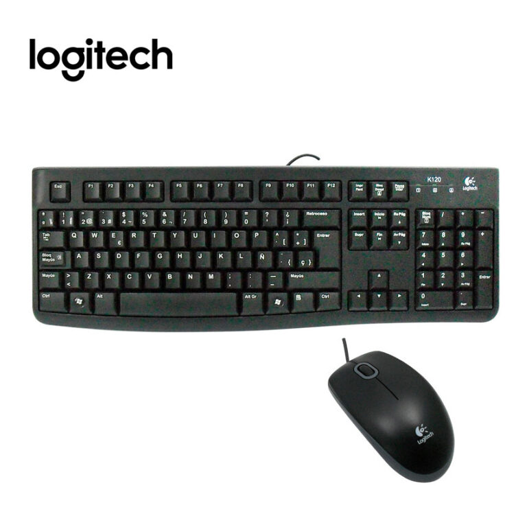 kit logitech mk120 teclado y mouse usb negros