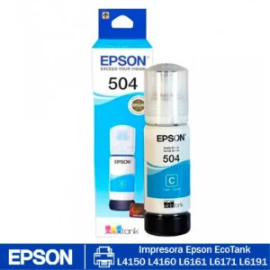 Botella de tinta Epson T504220 Cyan original de 70 ml para impresoras EcoTank