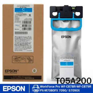 Bolsa de tinta Epson T05A200 Cyan original de alto rendimiento para impresoras Epson WorkForce Pro y PX.