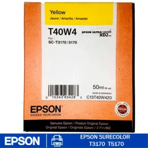 Tinta Epson T40W420 Yellow UltraChrome XD2 80ml original para impresoras Epson SureColor SC-T2170, SC-T3170, SC-T5170, SC-T3170M y SC-T5170M
