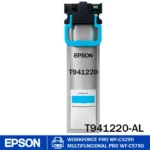 Bolsa de tinta Epson T941220 Cyan original de 38 ml y alto rendimiento para impresoras Epson WorkForce Pro WF-C5210, WF-C5290, WF-C5710 y WF-C5790.