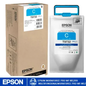 Bolsa de tinta Epson T973220 Cyan original de alto rendimiento para impresoras Epson WorkForce Pro