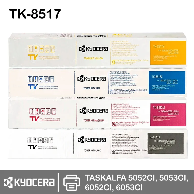 Pack Toner Kyocera TK-8517 K/C/M/Y original para TASKalfa 5052ci 5053ci 6052ci 6053ci