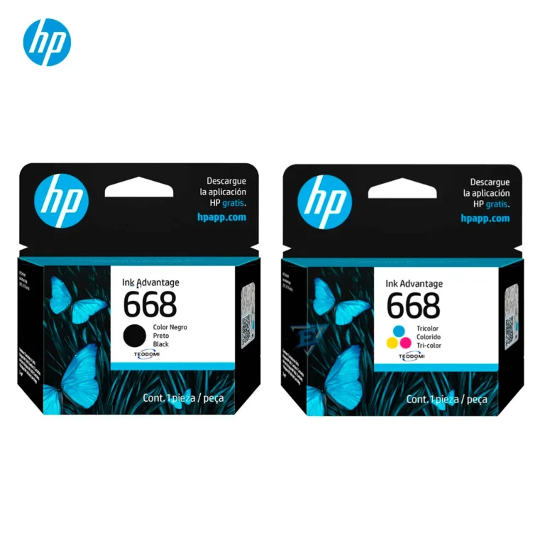Kit tinta HP 668 negro y tricolor original para impresora DeskJet Ink Advantage 2975 y 4375