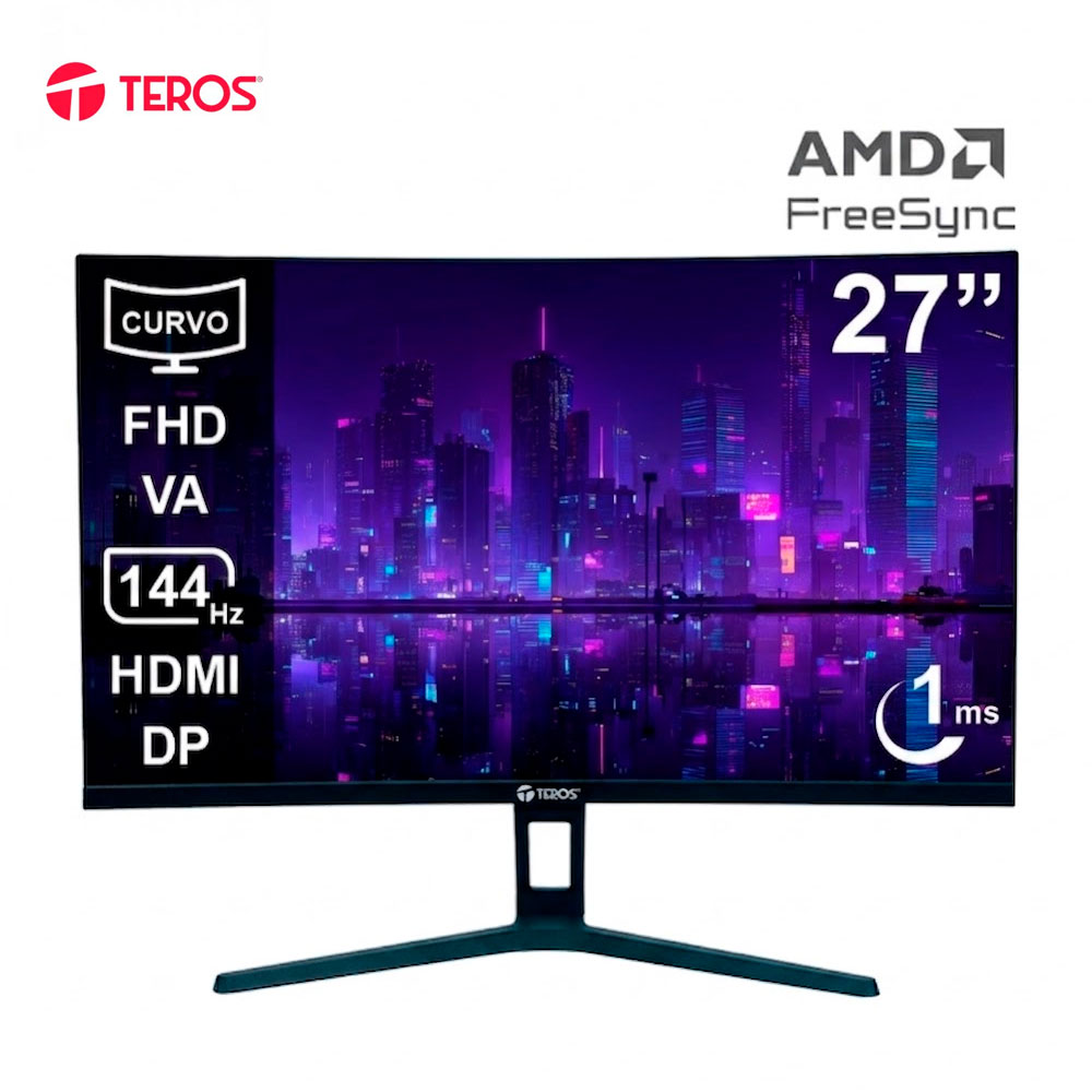 monitor-teros-te-2734s-curvo-frontal Monitor Teros TE-2734S Curvo de 27 pulgadas FHD vista frontal